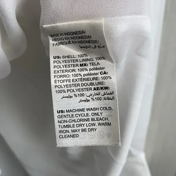 White House Black Market Tie Neck Long Sleeve Blouse Top White Size 6 NWT - Picture 4 of 6